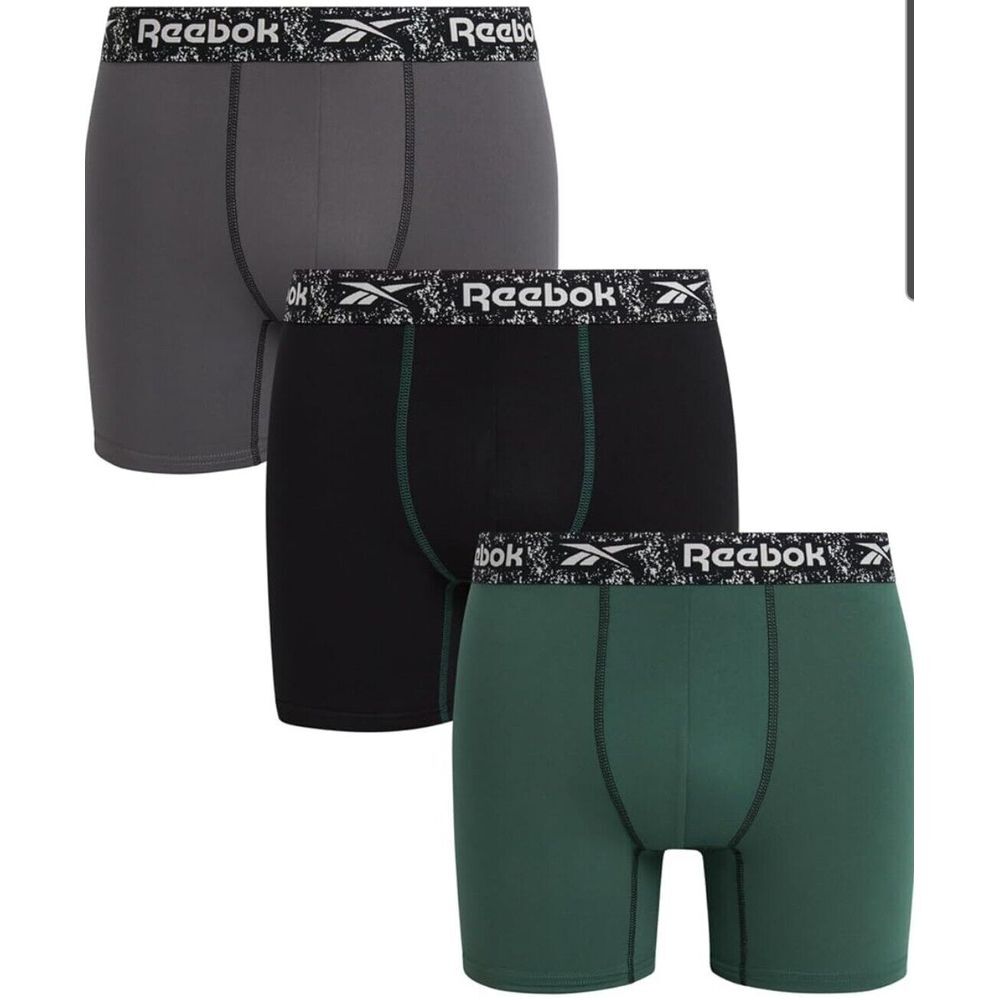 Reebok Tech Series Performance Boxer Briefs Long Leg 3 Pack Men's‎ Size Med New